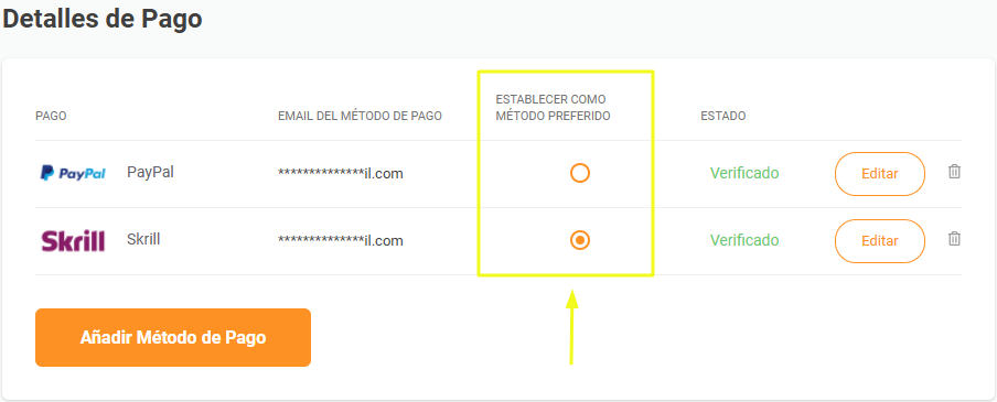 Centro de ayuda configurar su método de pago preferido