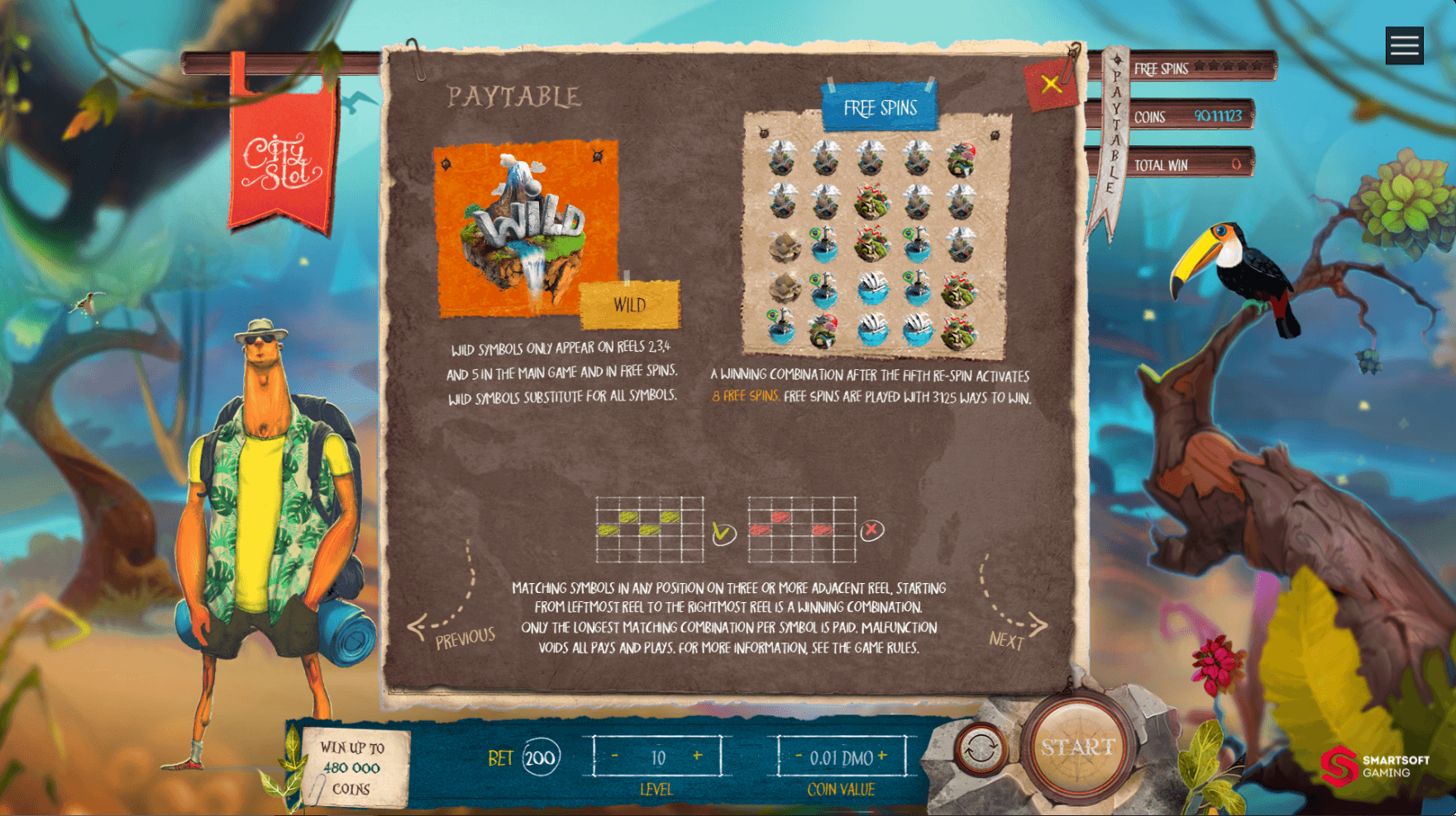 City Slot online slot game free spins paytable