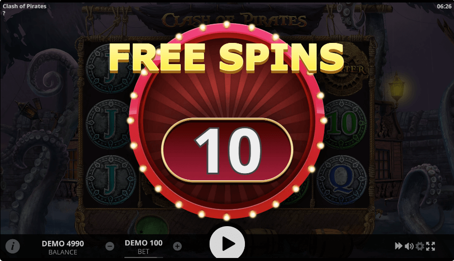 Clash of Pirates online slot game free spins feature