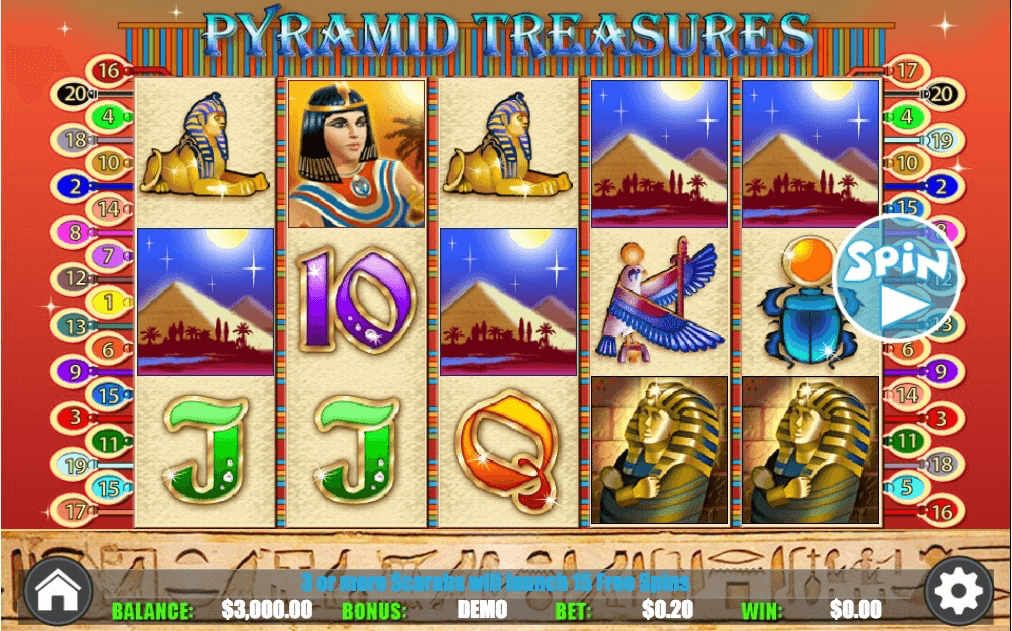 Cleopatra's Pyramid Treasures Slot Game Reels