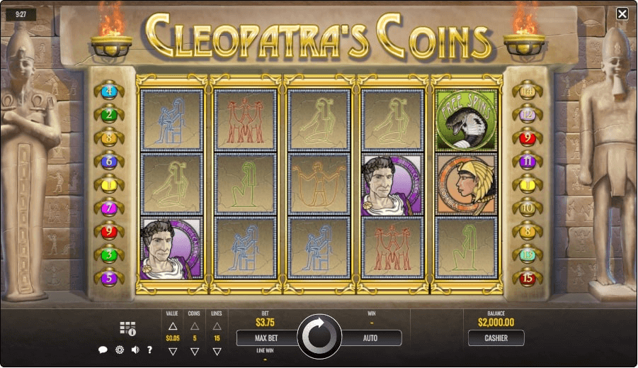 Cleopatra's Coins Online Slot Machine Game reels