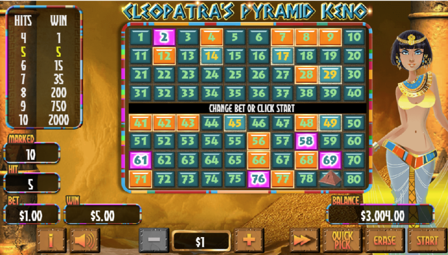 casinos keno pyramide de cleopatre 3