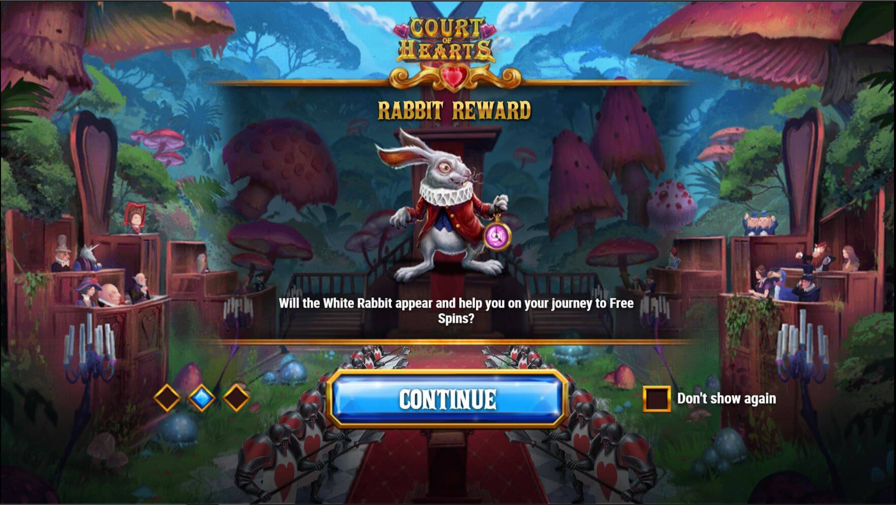 Court of Hearts online slot game intro screen