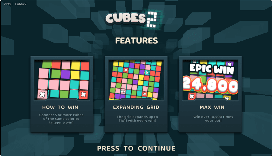Cubes 2 intro screen