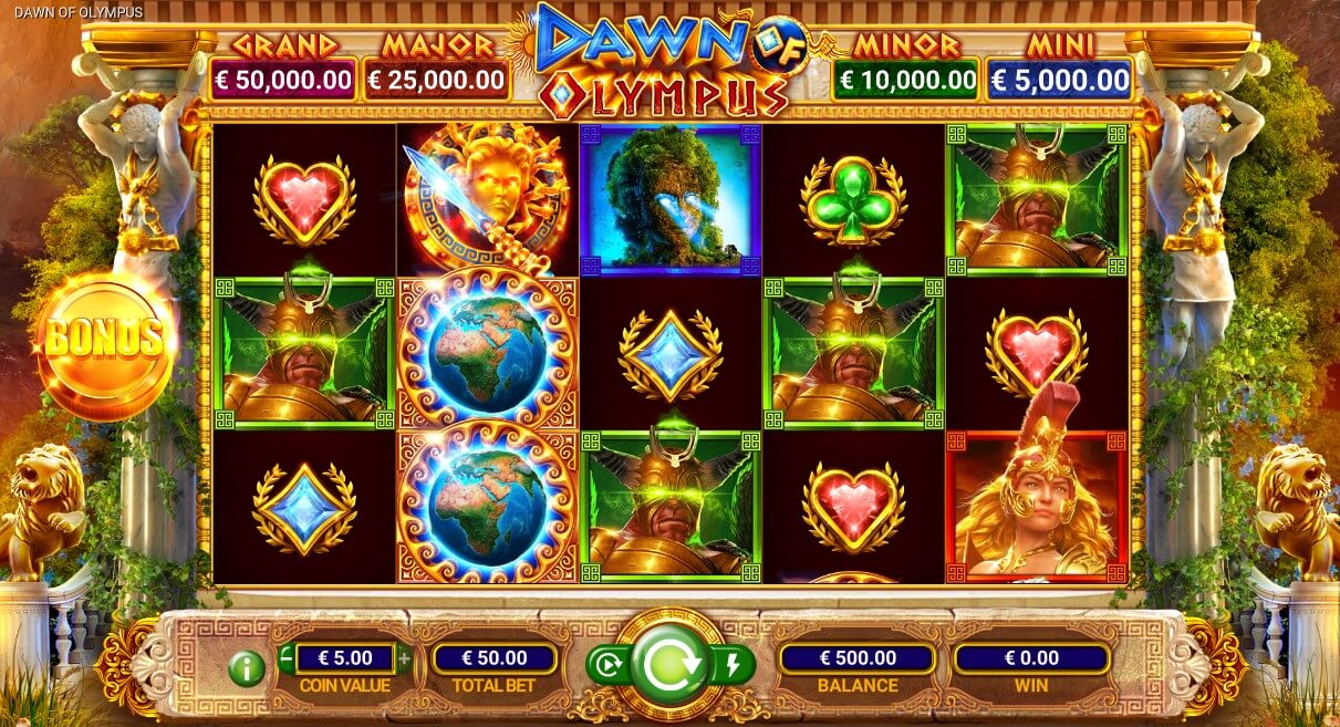 Game Art Dawn of Olympus Online Slot Reels