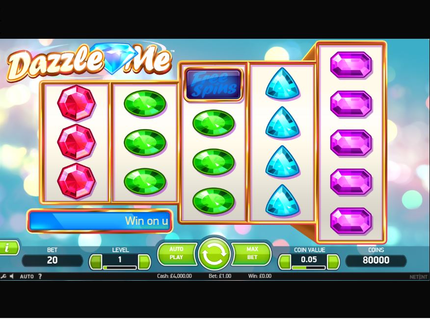Dazzle Me NetEnt slot game reels