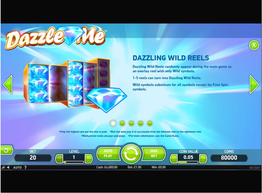 Dazzle Me NetEnt online slot game special features explained