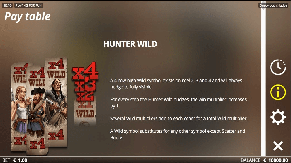 The Deadwood xNudge Online Slot Special Features