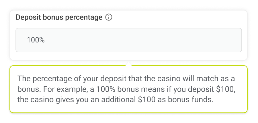 deposit bonus percentage info