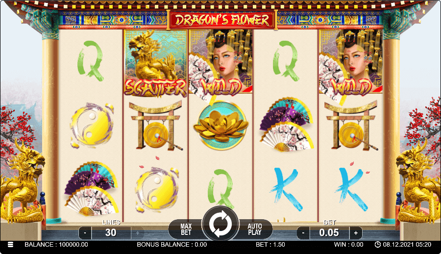 Dragons Flower Online Slot Game Reels