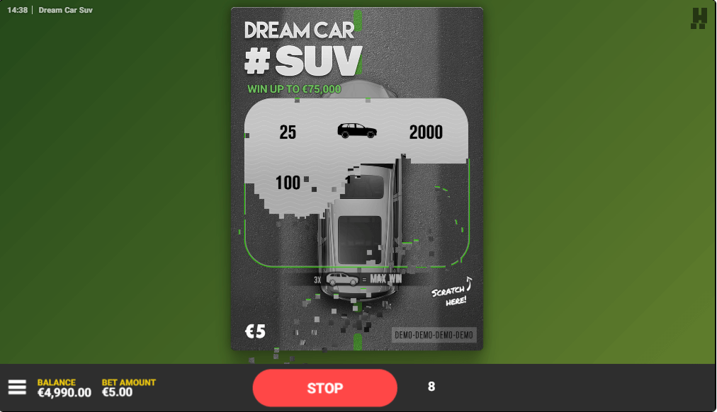 Dream Car SUV online scratch card game result