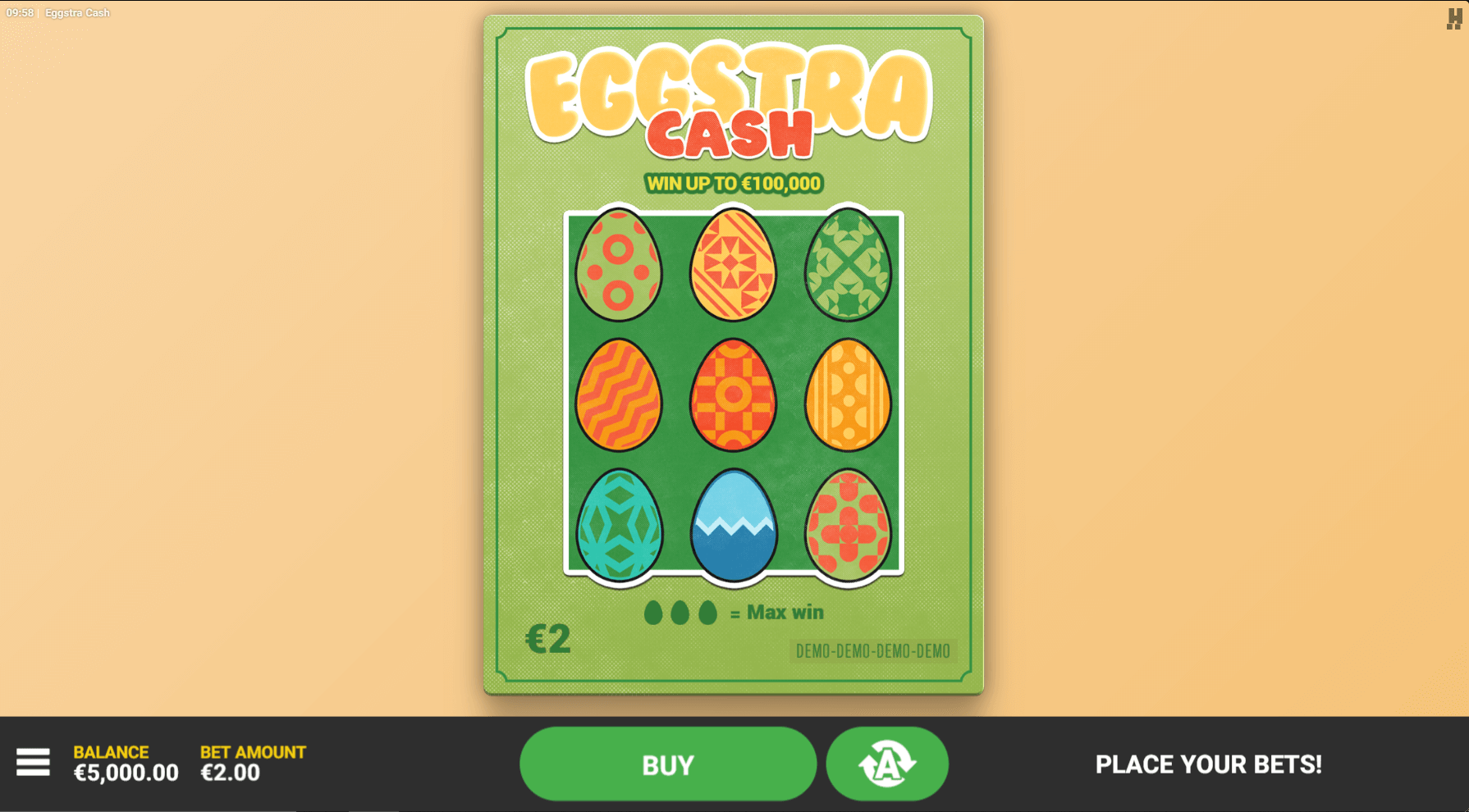 Eggstra Cash intro screen