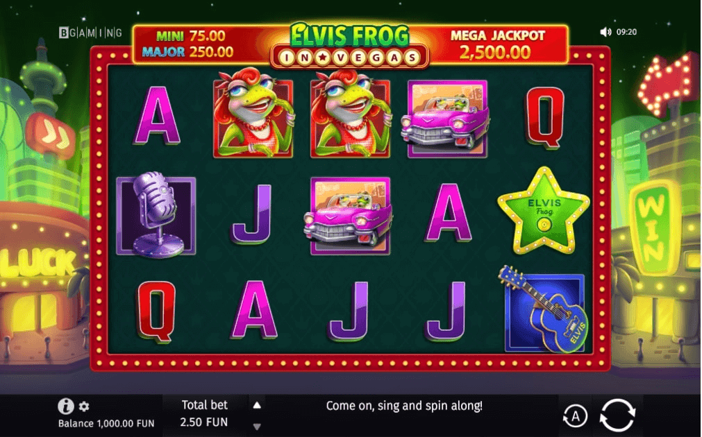 CasinoJAX: 25 No Deposit Free Spins on Elvis Frog in Vegas Slot