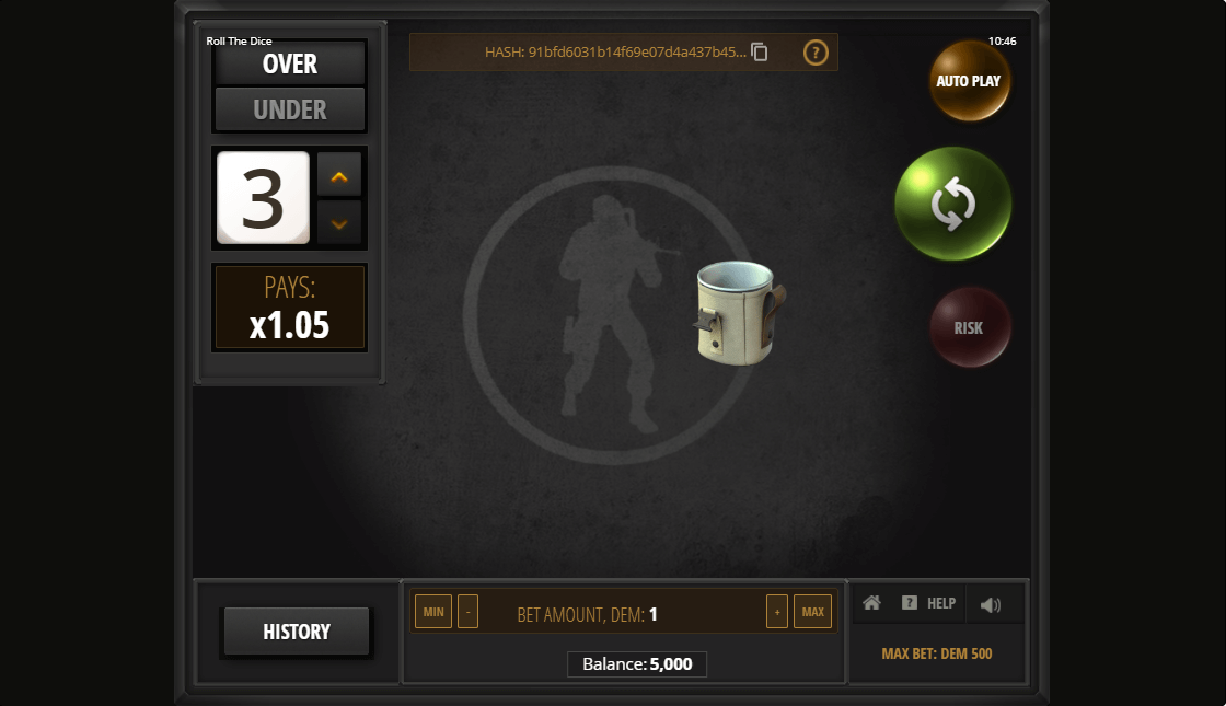 Evoplay Roll the Dice intro screen