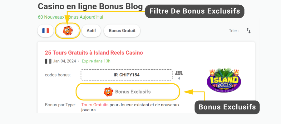 Filtre de Bonus Exclusifs