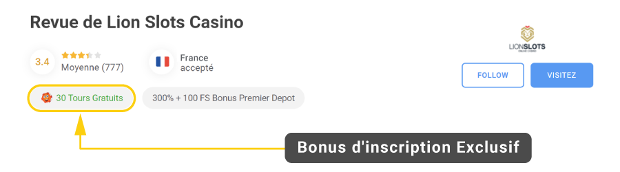 Bonus d'inscription Exclusif