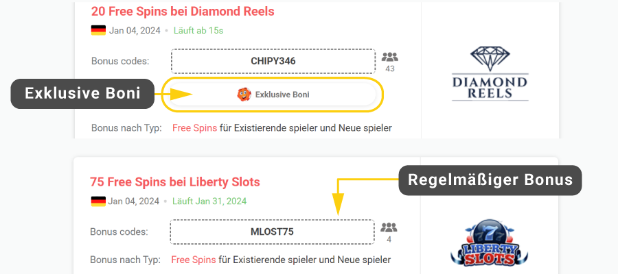 Exklusiver Bonus Regelmäßiger Bonus