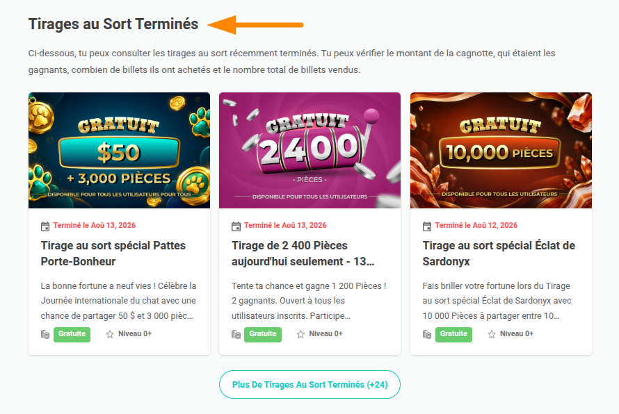 Catégorie « Tirages au sort terminés »