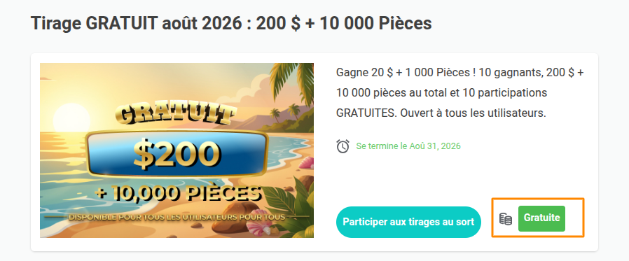 Tirages au sort à participation gratuite