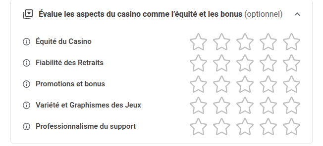 Évaluation selon différents critères