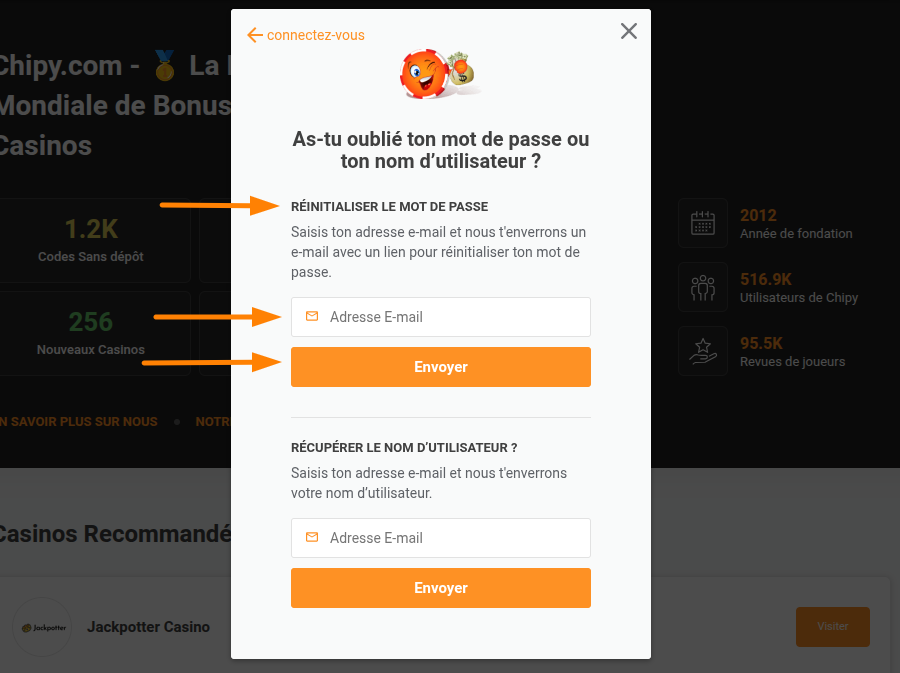 récupérer le mot de passe réinitialiser