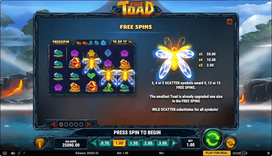 Fire Toad online slot game free spins