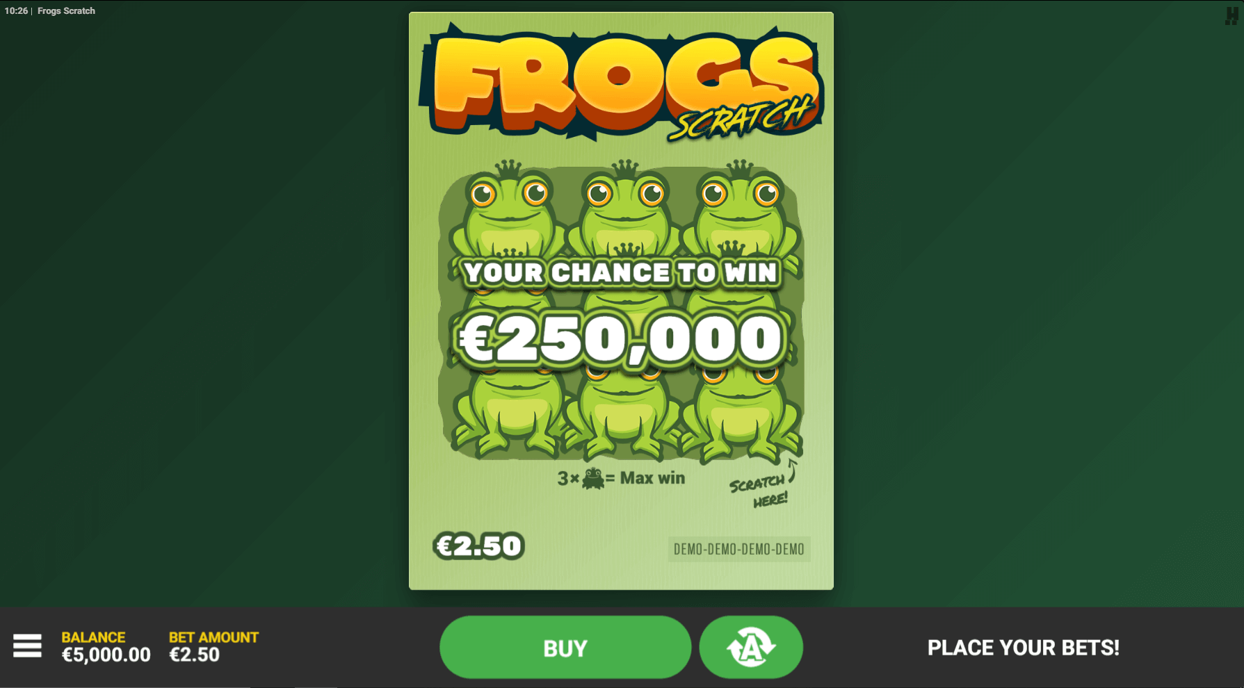 Frogs Scratch intro screen