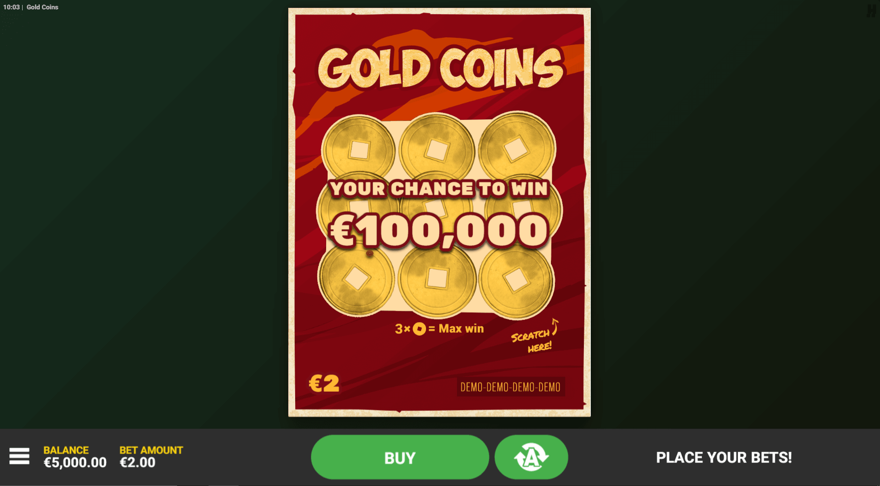 Gold Coins intro screen