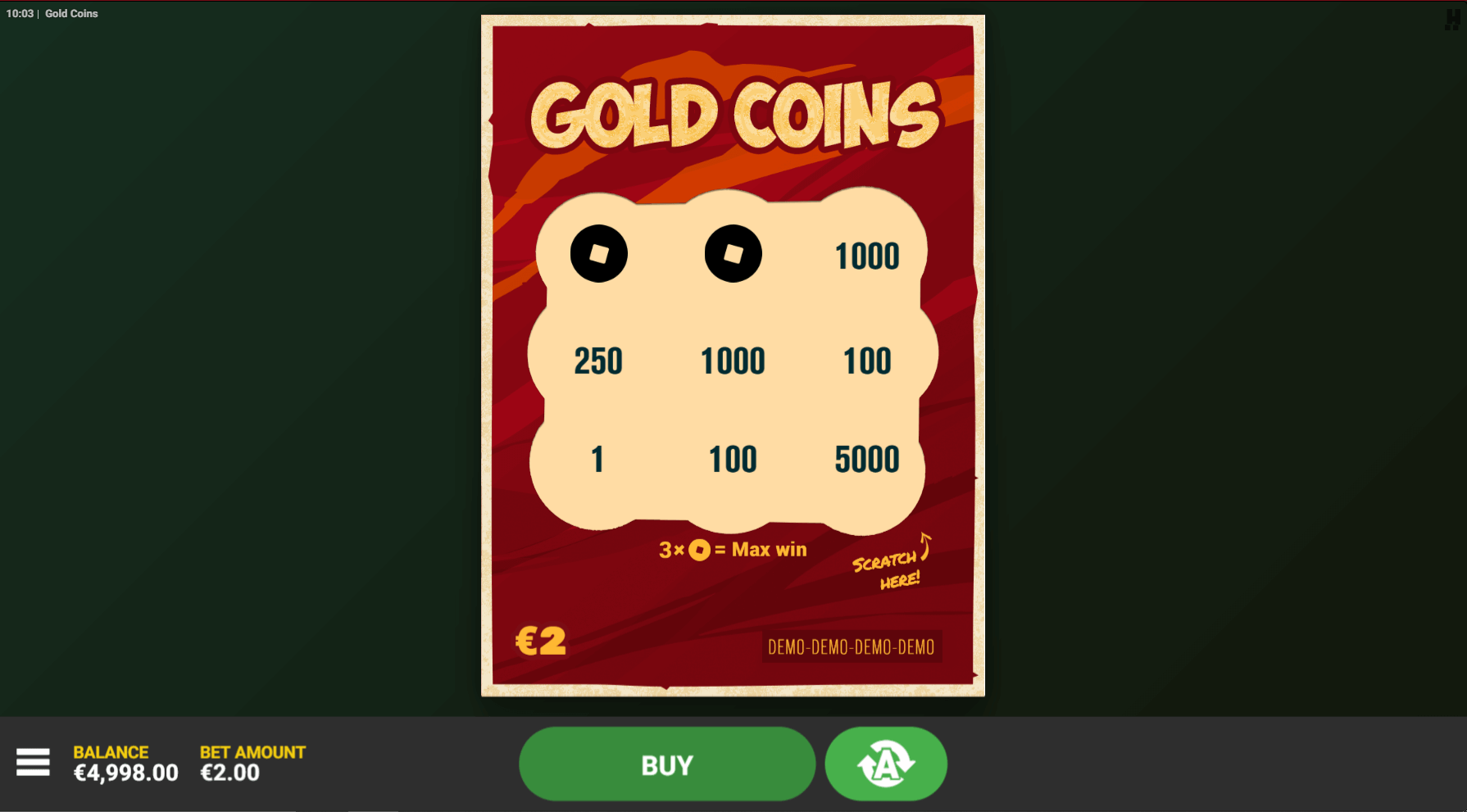 Gold Coins result