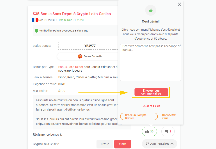 Bonus Blog Soumettre Feedback