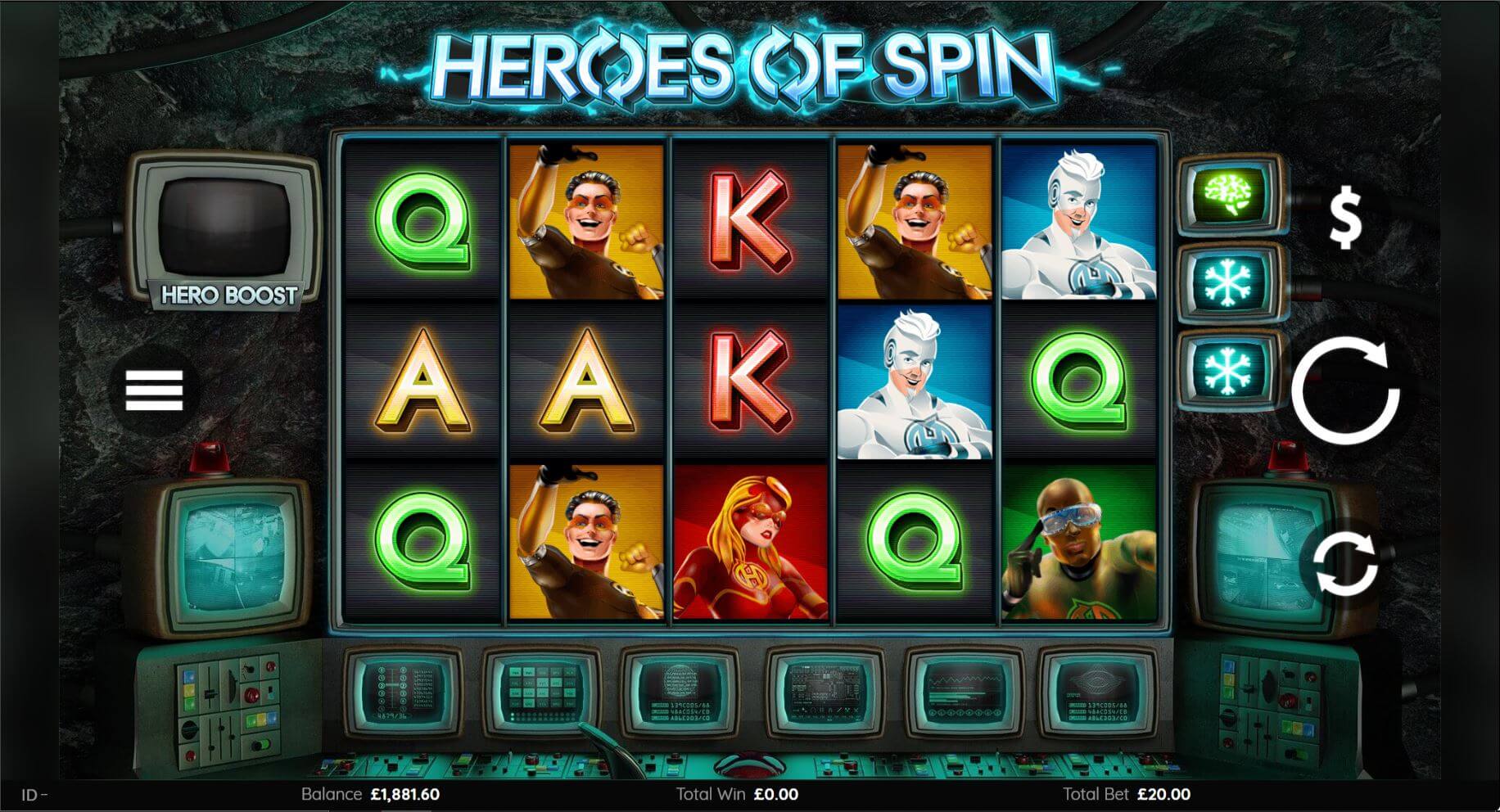 Heroes of Spin online slot game reels