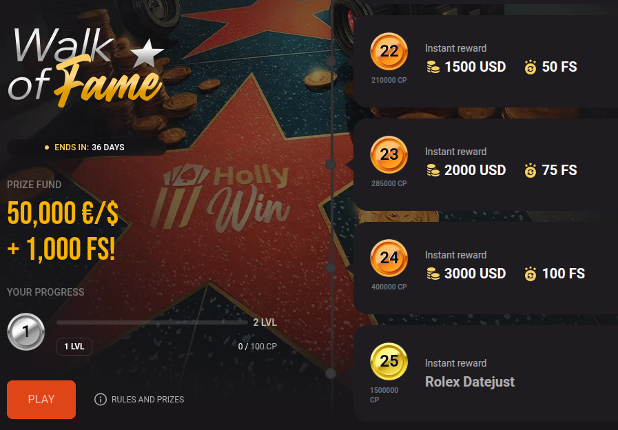 Hollywin Casino Walk of Fame