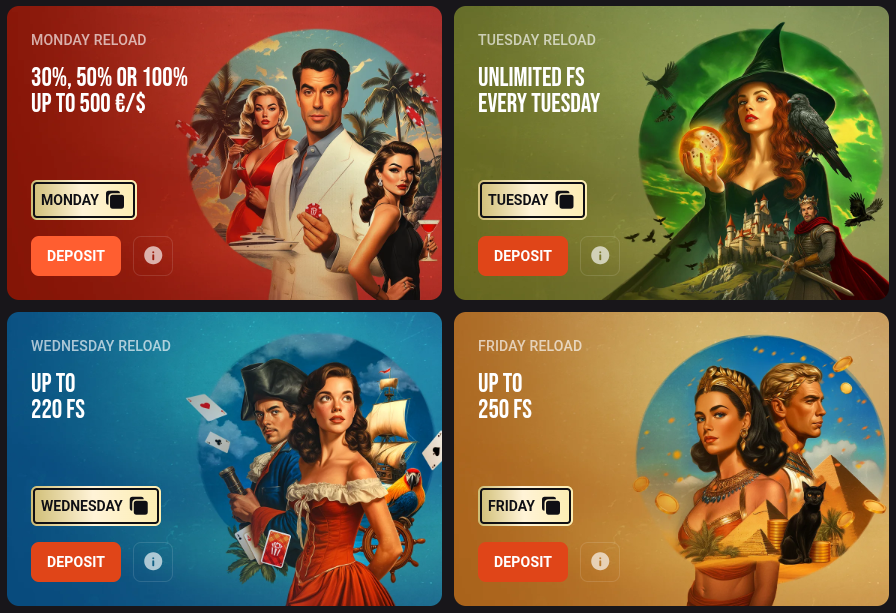 Hollywin Casino Weekly Reload Bonuses
