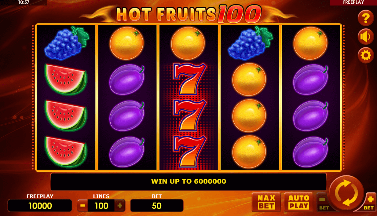 Hot Fruits 100 Online Slots Game Reels