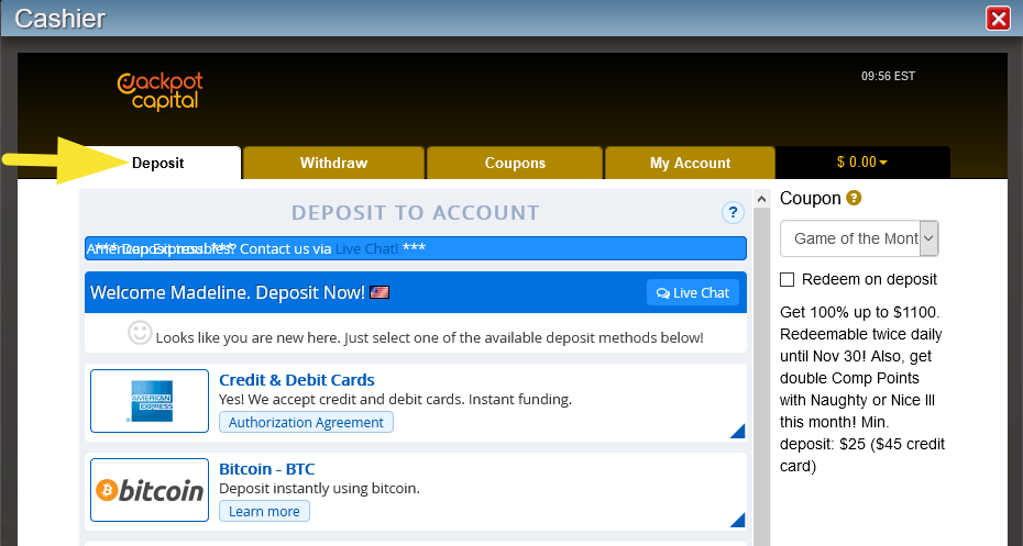 Jackpot Capital $200 No Deposit Bonus Codes