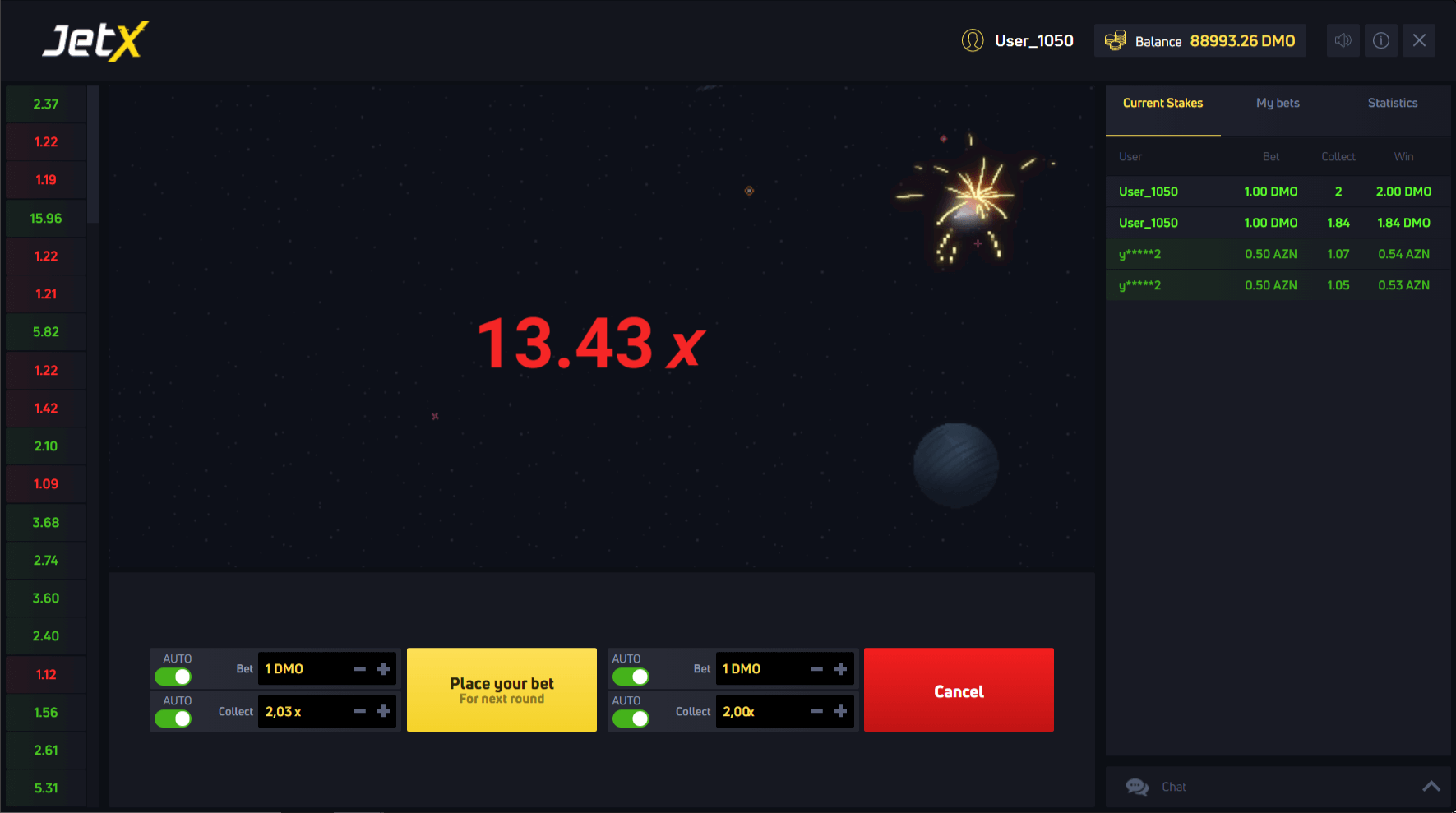 Jet X online slot game multiplier