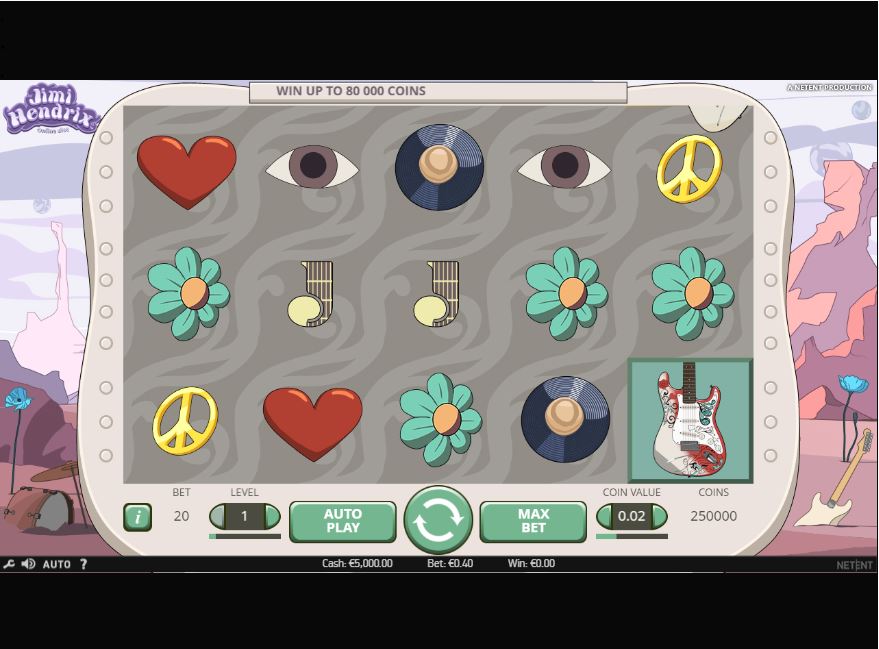 Jimi Hendrix NetEnt online slot game reels