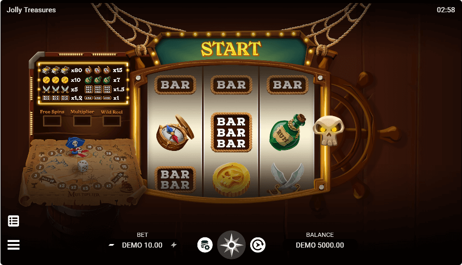 Jolly Treasures Online Slot Game Reels