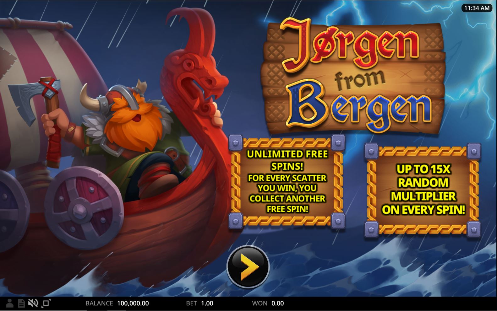 Jorgen from Bergen online slot game intro screen