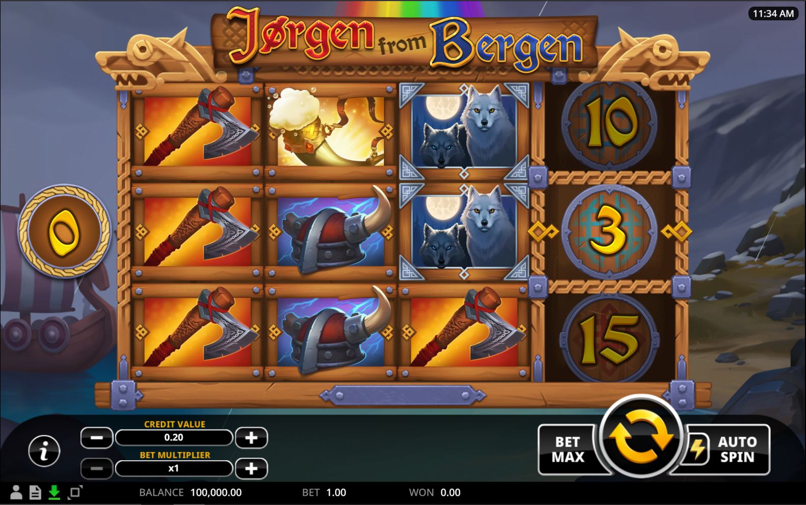 Jorgen from Bergen online slot game reels
