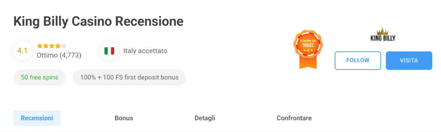 king billy casino recensione