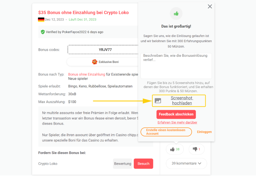 Screenshot hochladen