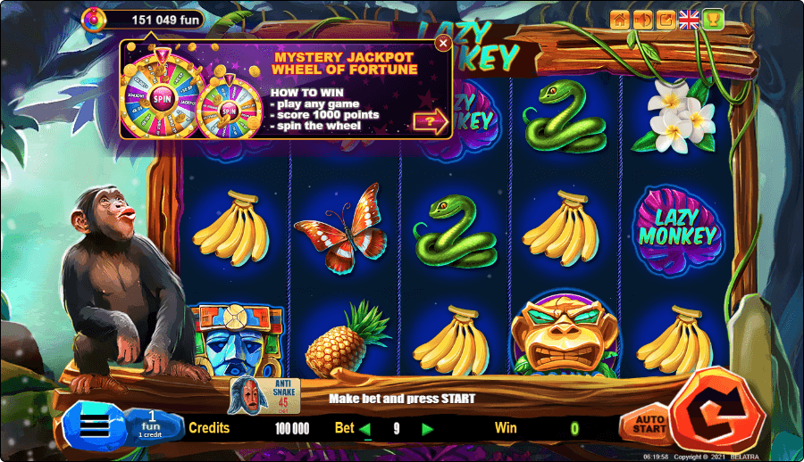Lazy Monkey slot gameplay