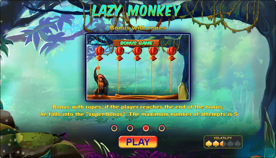 Lazy Monkey slot welcome screen
