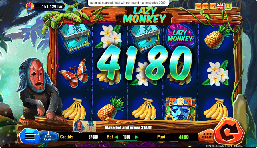 Lazy Monkey slot win