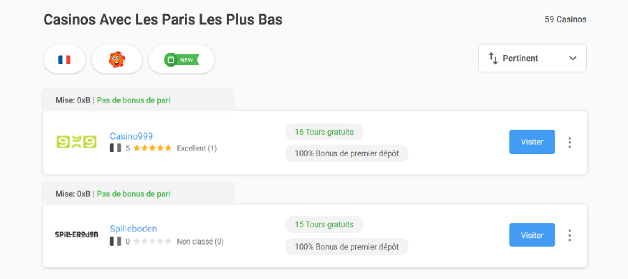 Casinos a Faible Mise