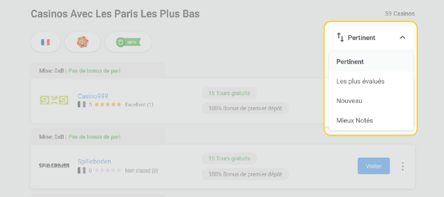 Casinos Avec la Plus Faible Exigence de Mise