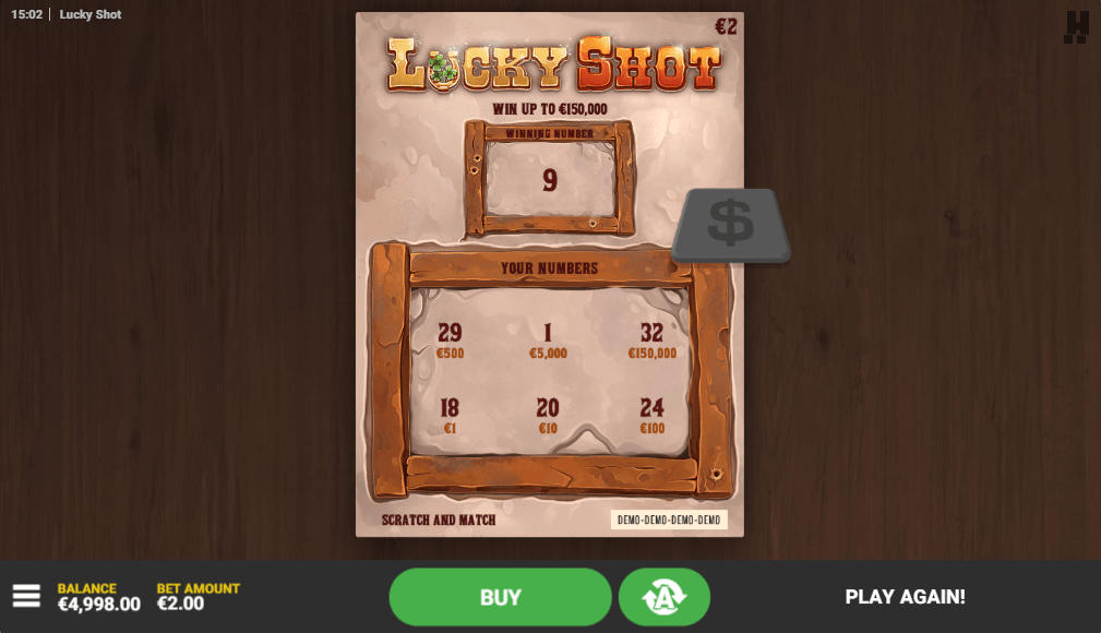 Lucky Shoot online scratch card game result