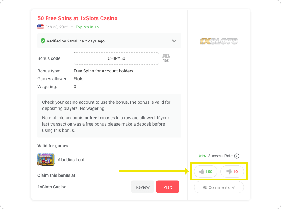 Mark the bonus with Works or Doesn’t work