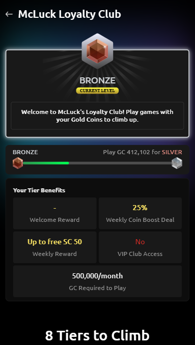 McLuck Casino Loyalty Club Bronze
